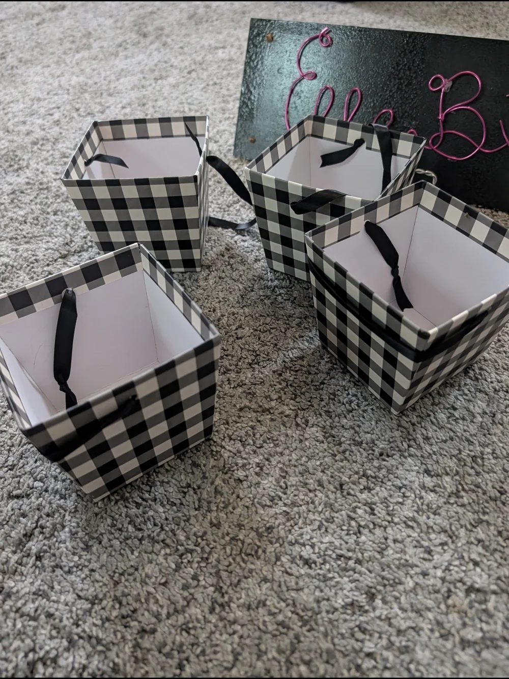 Nwt Buffalo Check Square Gift Boxes - Set of 4